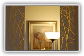Mirror 'branches':  
Made of gold and gypsum
Size 140x70 cm 50x50 cm 15 cm board.  Also custom made.
