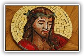 The Christ: 
Taken from the mosaic 'Incredulity of Saint Thomas' in Greece
Made of enamel, gold and marble is made in 