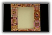 Pink Frame:
Made of art glass, mirrored glass, murrine, silver, gold and glass pearls
Size: 24x19 outside dimension (for photo 13x18 cm)
                       21x 15.5 (for photo 10x15cm)
                       17x15 (for photo 9x11 cm)
